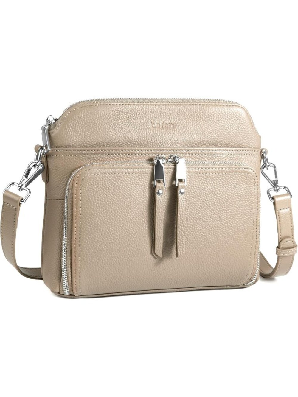 👜Women's Light Apricot Genuine Leather RFID Crossbody Bags Travel Wallet Purse